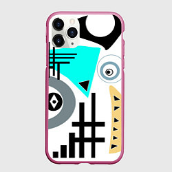 Чехол iPhone 11 Pro матовый Абстрактный современный дизайн, цвет: 3D-малиновый