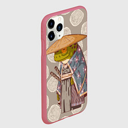 Чехол iPhone 11 Pro матовый Самурай-лягушка воин, цвет: 3D-малиновый — фото 2
