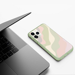 Чехол iPhone 11 Pro матовый Произвольные цветные полосы colored stripes, цвет: 3D-салатовый — фото 2