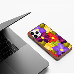 Чехол iPhone 11 Pro матовый MULTICOLORED PANSIES, цвет: 3D-коричневый — фото 2