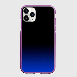 Чехол iPhone 11 Pro матовый Черный с синим градиент, цвет: 3D-фиолетовый