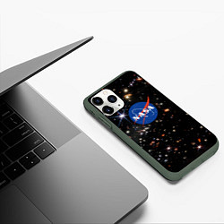 Чехол iPhone 11 Pro матовый Самое четкое изображение ранней Вселенной NASA Лог, цвет: 3D-темно-зеленый — фото 2