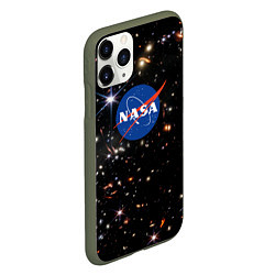 Чехол iPhone 11 Pro матовый Самое четкое изображение ранней Вселенной NASA Лог, цвет: 3D-темно-зеленый — фото 2