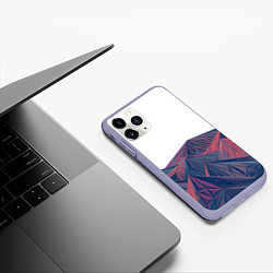 Чехол iPhone 11 Pro матовый Абстрактные Многоугольные Кристальные Горы, цвет: 3D-светло-сиреневый — фото 2