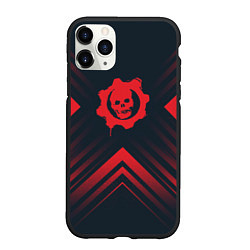 Чехол iPhone 11 Pro матовый Красный Символ Gears of War на темном фоне со стре, цвет: 3D-черный