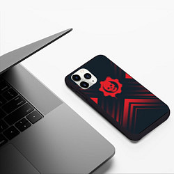 Чехол iPhone 11 Pro матовый Красный Символ Gears of War на темном фоне со стре, цвет: 3D-черный — фото 2