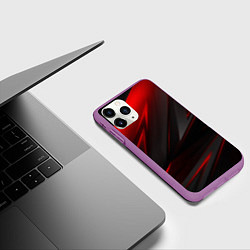 Чехол iPhone 11 Pro матовый Red and Black Geometry, цвет: 3D-фиолетовый — фото 2