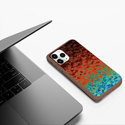 Чехол iPhone 11 Pro матовый Turquoise brown abstract marble pattern, цвет: 3D-коричневый — фото 2