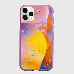 Чехол iPhone 11 Pro матовый Абстрактные фигуры и пузырьки - Оранжевый