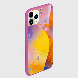 Чехол iPhone 11 Pro матовый Абстрактные фигуры и пузырьки - Оранжевый, цвет: 3D-фиолетовый — фото 2