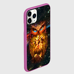 Чехол iPhone 11 Pro матовый Космический взгляд совы, цвет: 3D-фиолетовый — фото 2