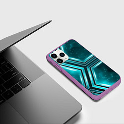 Чехол iPhone 11 Pro матовый Космические соты, цвет: 3D-фиолетовый — фото 2