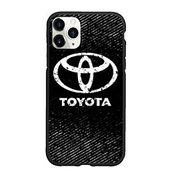 Чехол iPhone 11 Pro матовый Toyota с потертостями на темном фоне, цвет: 3D-черный