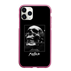 Чехол iPhone 11 Pro матовый Skull with inscriptions, цвет: 3D-малиновый