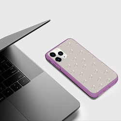 Чехол iPhone 11 Pro матовый Серебряные сердечки на сером фоне, цвет: 3D-фиолетовый — фото 2