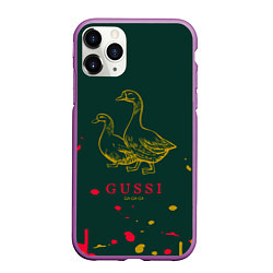 Чехол iPhone 11 Pro матовый Gucci - ga ga ga - краска, цвет: 3D-фиолетовый