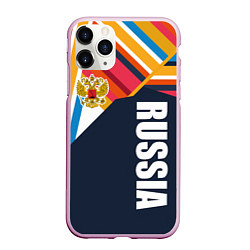 Чехол iPhone 11 Pro матовый RUSSIA - RETRO COLORS, цвет: 3D-розовый