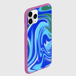 Чехол iPhone 11 Pro матовый Тай-дай с синим, зелёным и белым цветом, цвет: 3D-фиолетовый — фото 2