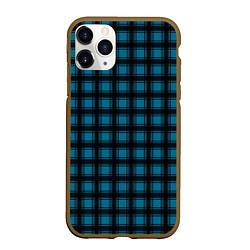 Чехол iPhone 11 Pro матовый Black and blue plaid, цвет: 3D-коричневый