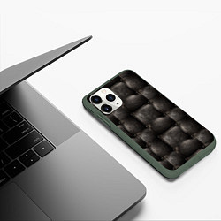 Чехол iPhone 11 Pro матовый Стёганая кожа, цвет: 3D-темно-зеленый — фото 2