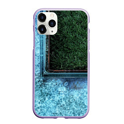 Чехол iPhone 11 Pro матовый Абстрактные лёд и трава - Синезелёный, цвет: 3D-светло-сиреневый