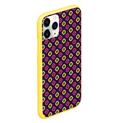 Чехол iPhone 11 Pro матовый Желто-бордовые кружки паттерн, цвет: 3D-желтый — фото 2