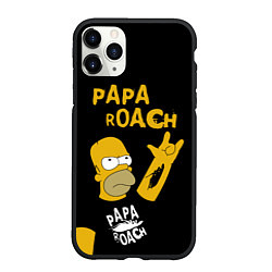 Чехол iPhone 11 Pro матовый Papa Roach, Гомер Симпсон, цвет: 3D-черный