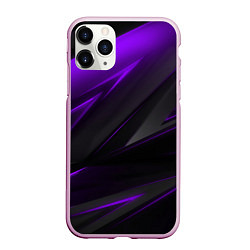 Чехол iPhone 11 Pro матовый Geometry Черный и фиолетовый, цвет: 3D-розовый