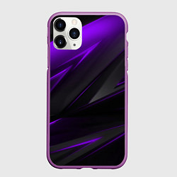 Чехол iPhone 11 Pro матовый Geometry Черный и фиолетовый, цвет: 3D-фиолетовый