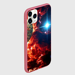 Чехол iPhone 11 Pro матовый Яркая звезда в космическом пространстве, цвет: 3D-малиновый — фото 2