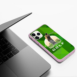 Чехол iPhone 11 Pro матовый Гольф на поле, цвет: 3D-розовый — фото 2