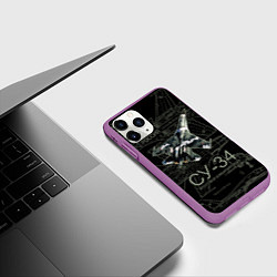 Чехол iPhone 11 Pro матовый Фронтовой истребитель-бомбардировщик Су-34 камуфля, цвет: 3D-фиолетовый — фото 2
