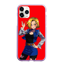 Чехол iPhone 11 Pro матовый Андроид 18 Вайфу Dragon ball, цвет: 3D-сиреневый