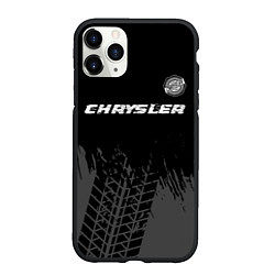 Чехол iPhone 11 Pro матовый Chrysler Speed на темном фоне со следами шин, цвет: 3D-черный