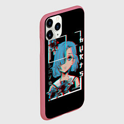 Чехол iPhone 11 Pro матовый Love Anime Girl Flowers, цвет: 3D-малиновый — фото 2