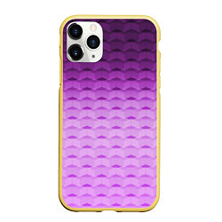 Чехол iPhone 11 Pro матовый Фиолетово-розовый геометрический узор Градиент, цвет: 3D-желтый