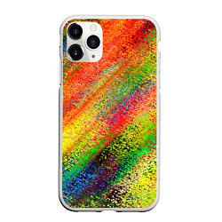 Чехол iPhone 11 Pro матовый Rainbow inclusions, цвет: 3D-белый