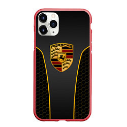 Чехол iPhone 11 Pro матовый PORSCHE - ГОНОЧНАЯ УНИФОРМА, цвет: 3D-красный