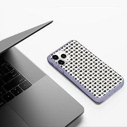 Чехол iPhone 11 Pro матовый Черные и серые сердечки, цвет: 3D-светло-сиреневый — фото 2