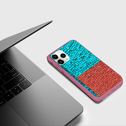 Чехол iPhone 11 Pro матовый Каменно-кирпичная броня - Оранжевый, цвет: 3D-малиновый — фото 2