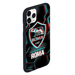 Чехол iPhone 11 Pro матовый Roma FC в стиле Glitch на темном фоне, цвет: 3D-черный — фото 2