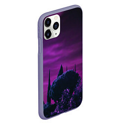 Чехол iPhone 11 Pro матовый Ночное сияние в тёмном лесу - Фиолетовый, цвет: 3D-серый — фото 2