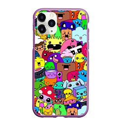 Чехол iPhone 11 Pro матовый Монстрики Nastiprazdnik, цвет: 3D-фиолетовый