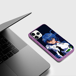 Чехол iPhone 11 Pro матовый Рей Аянами - холодная девочка, цвет: 3D-фиолетовый — фото 2