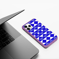 Чехол iPhone 11 Pro матовый Бело-синий геометрический узор, цвет: 3D-фиолетовый — фото 2