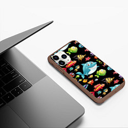 Чехол iPhone 11 Pro матовый Прикольная акула и другие жители океана, цвет: 3D-коричневый — фото 2