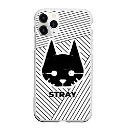 Чехол iPhone 11 Pro матовый Символ Stray на светлом фоне с полосами, цвет: 3D-белый