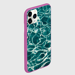 Чехол iPhone 11 Pro матовый Абстрактные волны в воде - Тёмно-зелёный, цвет: 3D-фиолетовый — фото 2