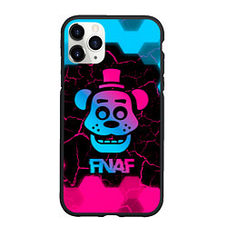 Чехол iPhone 11 Pro матовый FNAF мишка - neon gradient, цвет: 3D-черный