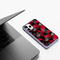 Чехол iPhone 11 Pro матовый Красно-серый геометрический, цвет: 3D-светло-сиреневый — фото 2
